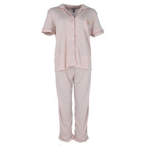 Overslept Women's Pointelle Notch Collar Short Sleeve Pajama Set